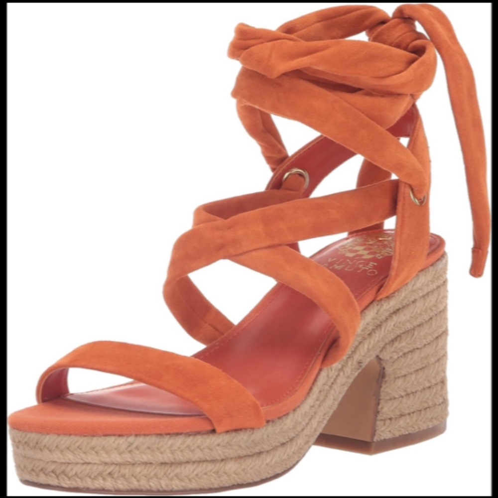 Vince Camuto Roreka Suede Lace Up Espadrille Sandal Apricot Size 8 - NWT
